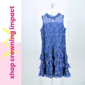 Royal Blue Lace Ruffle Dress - Girl's 14 | Ava & Yelly